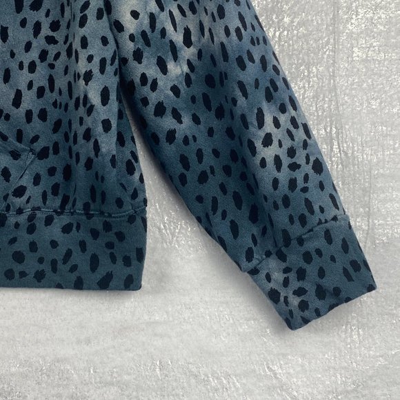 Monrow Hoodie Women XS Cropped Zip Up Cheetah Print Blue Jacket - Picture 5 of 14